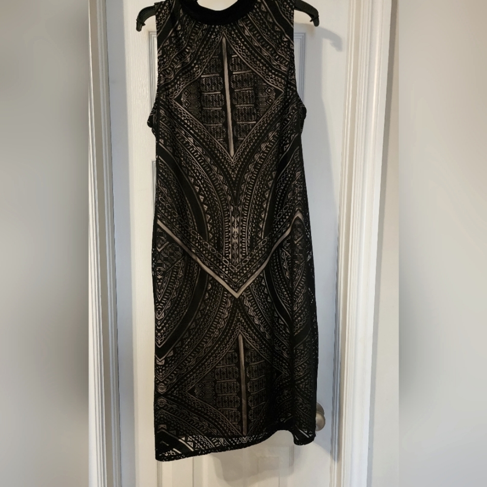 Black Midi Dress with Mock Neck